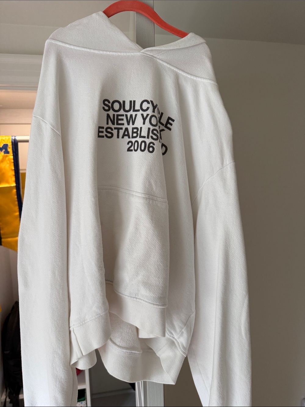 soulcycle White Hoodie with Black Chest Logo